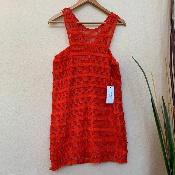 Ali & Jay Lulu’s Red Orange Fringe Lace Dress NWT - Picture 6 of 8